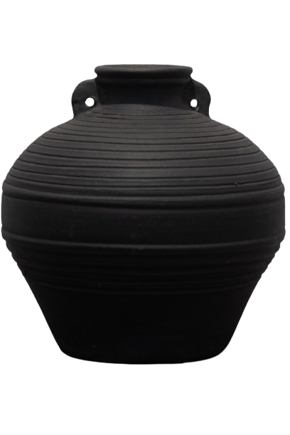 Matte Black Ribbed Jar
