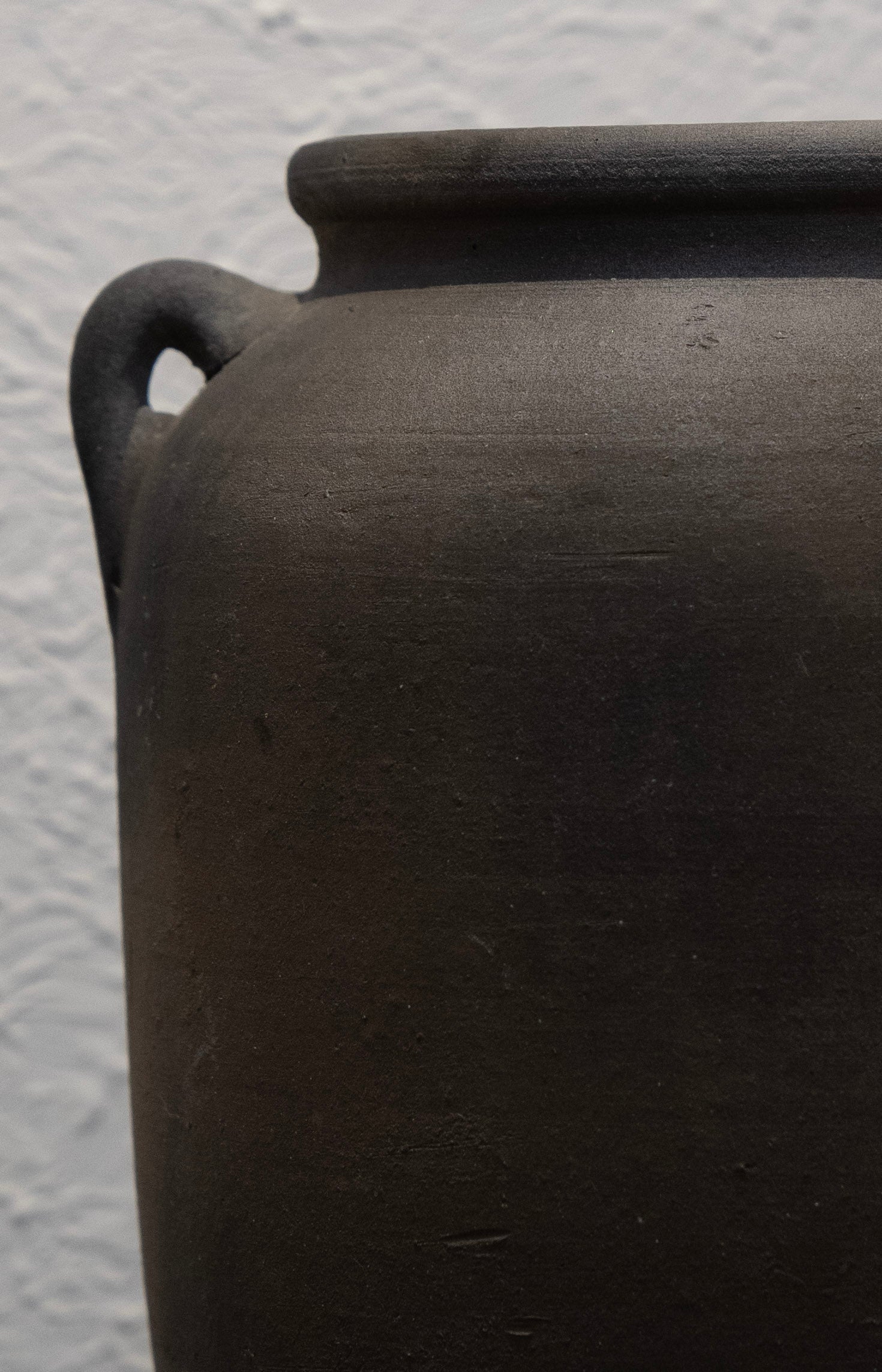 Rustic Matte Black Jar with Handles