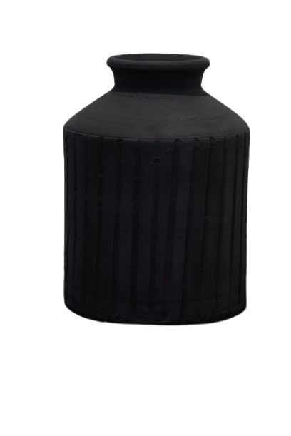 Textured Matte Black Cylinder Vase